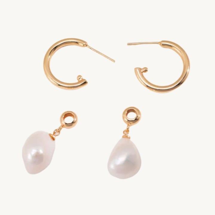 Ariana Baroque Pearl Hoop Earrings | 18k Gold Vermeil & Baroque Pearls |  EVIA Jewellery NZ